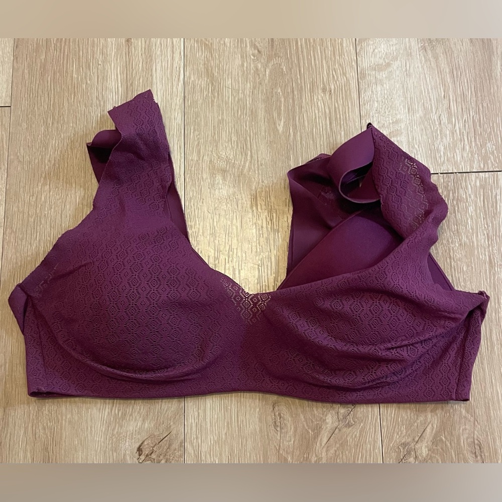 Hanes Purple Ruffle Strap Wireless Bra